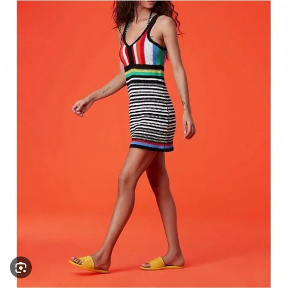 Diane Von Furstenberg Rainbow Knit Coverup Dress - Picture 1 of 5